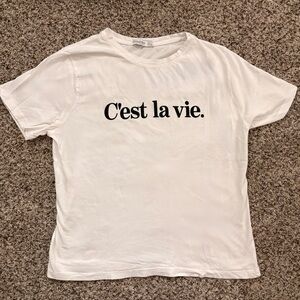 STRADIVARIUS White 'C'est la vie' Tee